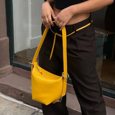 Sac Fold en cuir vegan - Jaune moutarde