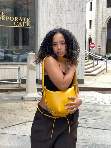 Sac Fold en cuir vegan - Jaune moutarde