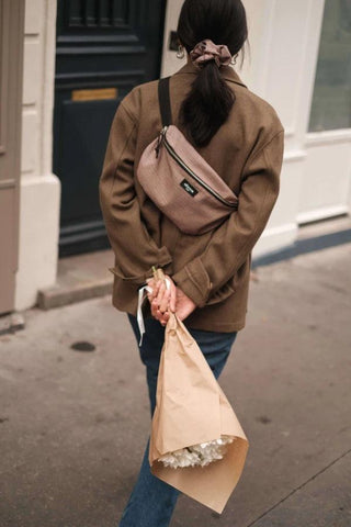 Sac banane en tissu upcyclé Boston - Pied de poule Rouge - Meanwhile Boutique