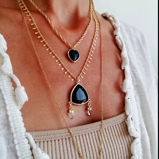 Collier doré avec Obsidienne - Sérénité