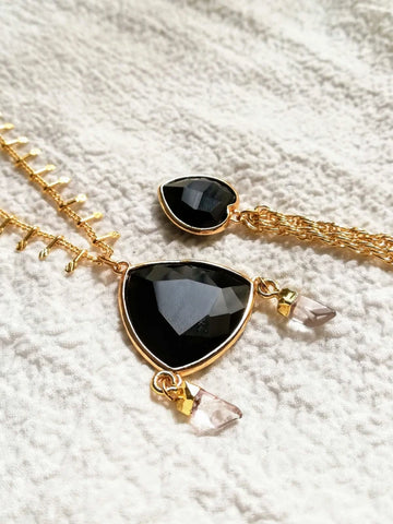 Collier doré avec Obsidienne - Sérénité