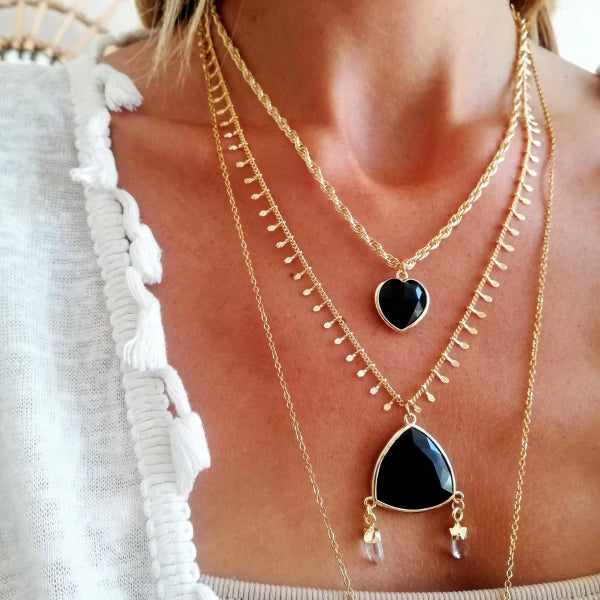 Collier doré avec Obsidienne - Sérénité