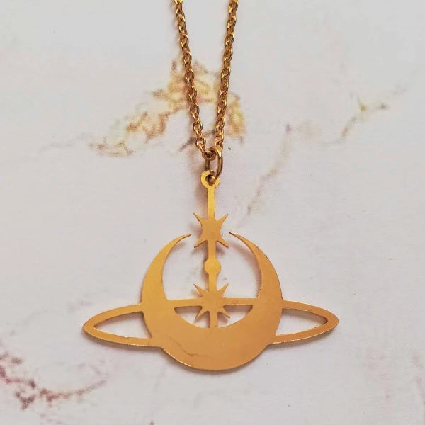 Collier Saturne doré - J'accepte