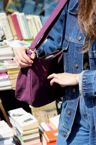 Sac baguette Prune en coton bio - Rosa