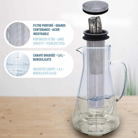 Kit de Purification d'Eau : Carafe 1.6L et Binchotan de Kishu