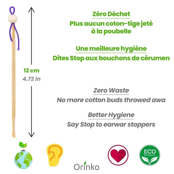 Cure-Oreille Japonais en Bambou X5 - Cure Oreille Écologique