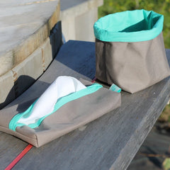 Ensemble boîte et panier à mouchoirs lavables en coton bio