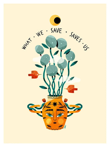 Illustration engagée papier recyclé What We Save