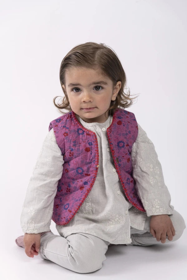 Gilet bébé quilt liberty rose