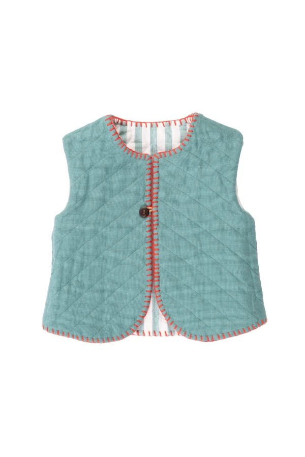 Gilet bébé quilt rayé vert