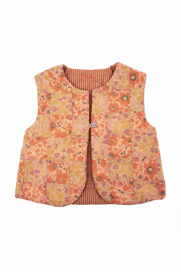 Gilet bébé saumon patchwork liberty