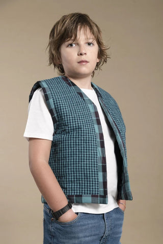 Gilet enfant émeraude quilt