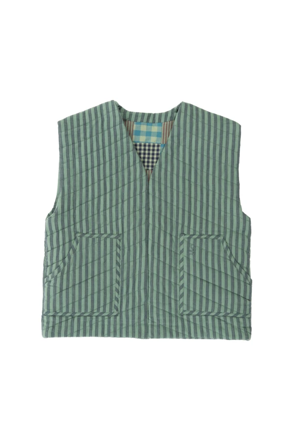 Gilet enfant patchwork menthe