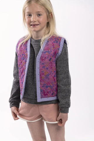 Gilet enfant quilt liberty fuchsia