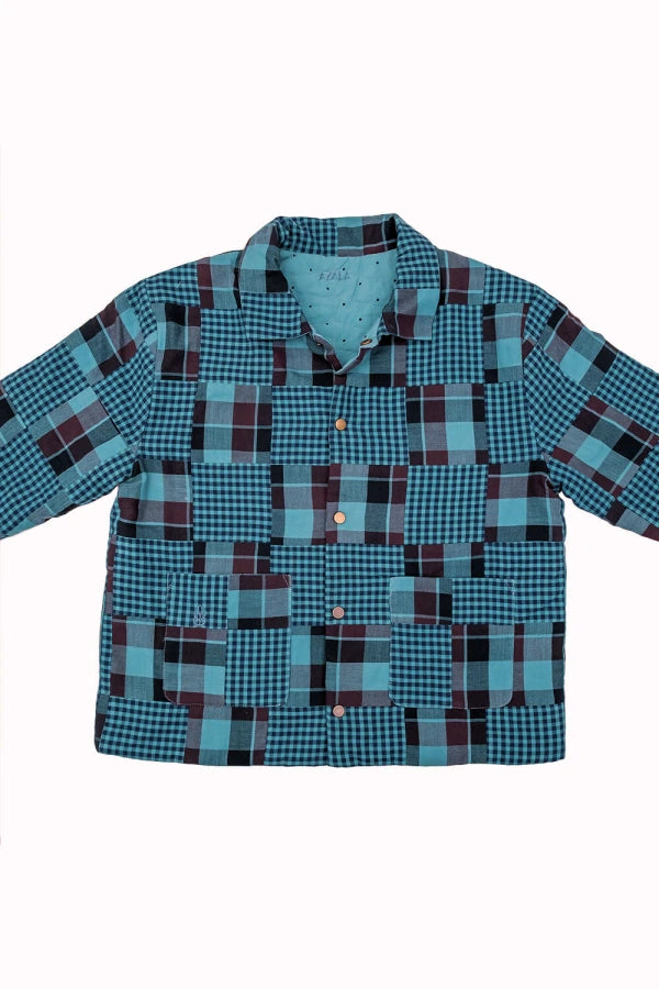 Veste worker enfant émeraude patchwork