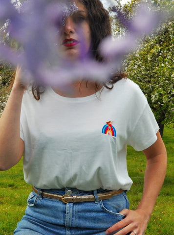 T-shirt blanc Rainbow Girl & Man