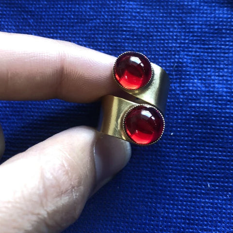 Bague avec perles de couleur Bacchus I Turquoise & Rouge