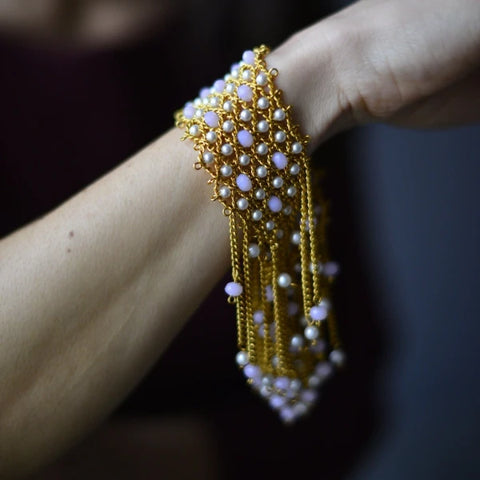 Bracelet manchette pendante avec perles Chaines & Co