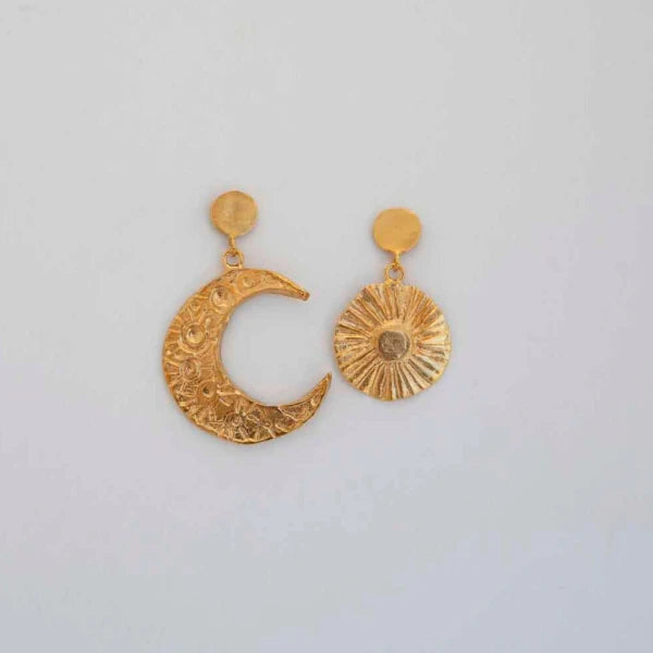 Boucles d'oreilles asymétriques Lune "Day and Night"