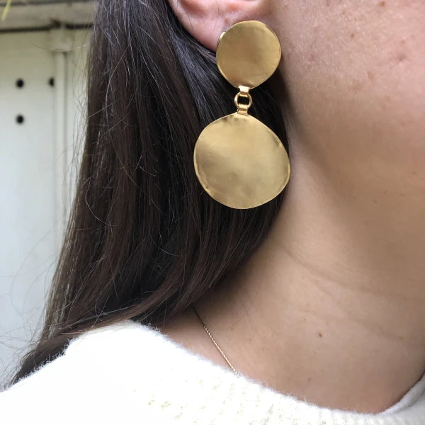 Boucles d'oreilles rondes 2 ou 3 Pépites à clips I Dorée