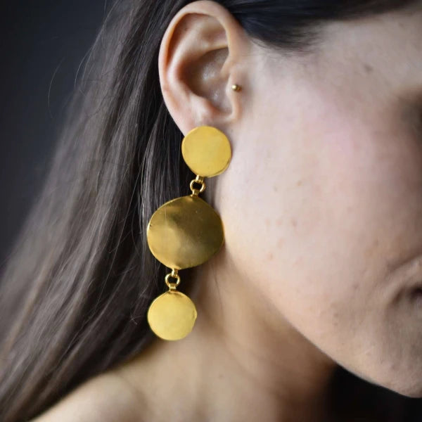 Boucles d'oreilles rondes 2 ou 3 Pépites I Dorée