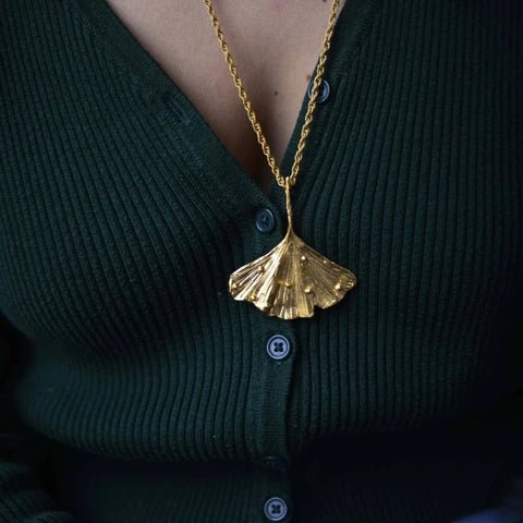 Collier Sautoir doré 21 carats I Gingko