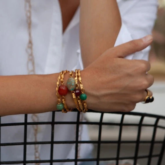 Bracelet Manchette En Argent Allemand Avec Turquoise Naturelle - Fait Main (neuf Sans Emballage)