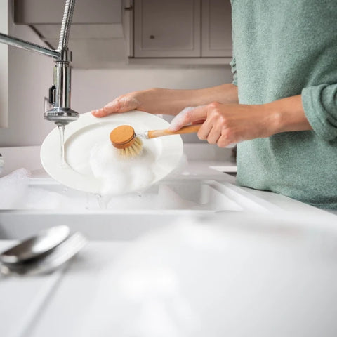 Tête interchangeable pour brosse à vaisselle en bambou réutilisable