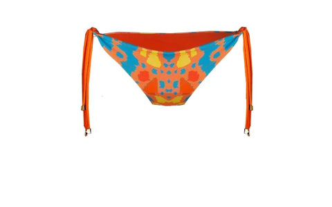 Bas de maillot bikini reversible  imprimé animal orange