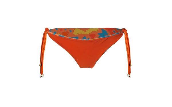 Bas de maillot bikini reversible  imprimé animal orange