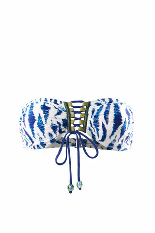 Haut de maillot bandeau avec coques amovibles Morena Tiger Blue