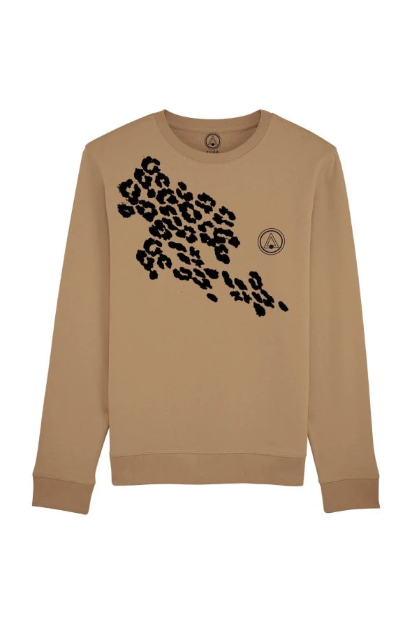 Sweat-shirt en coton bio Camel Leo impression léopard