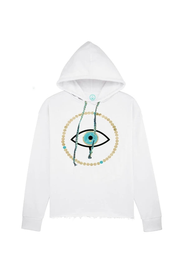 Sweat-shirt en coton bio Hoodie Oeil effet découpé