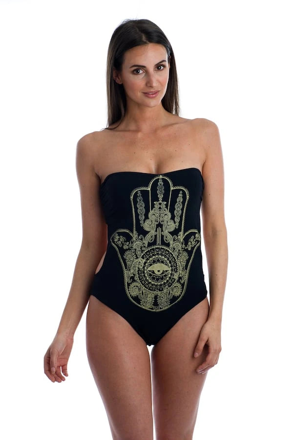 Maillot de bain une pièce bustier Fatma Black