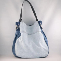 Grand sac fourre-tout en jean upcyclé - Bicolore