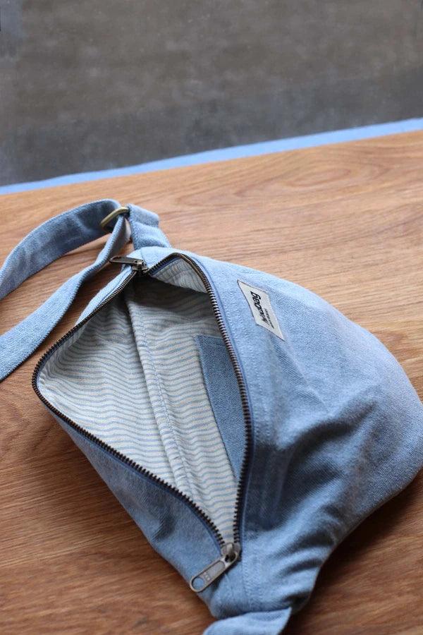 Sac banane L Sasha Denim Bleu