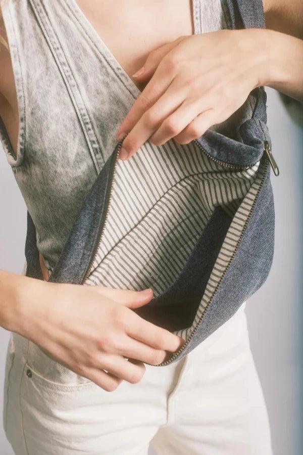 Sac banane L Sasha Denim Gris