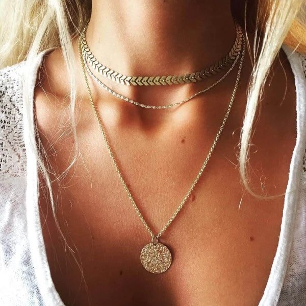 Collier médaille multi rang Lola Moonrise en or