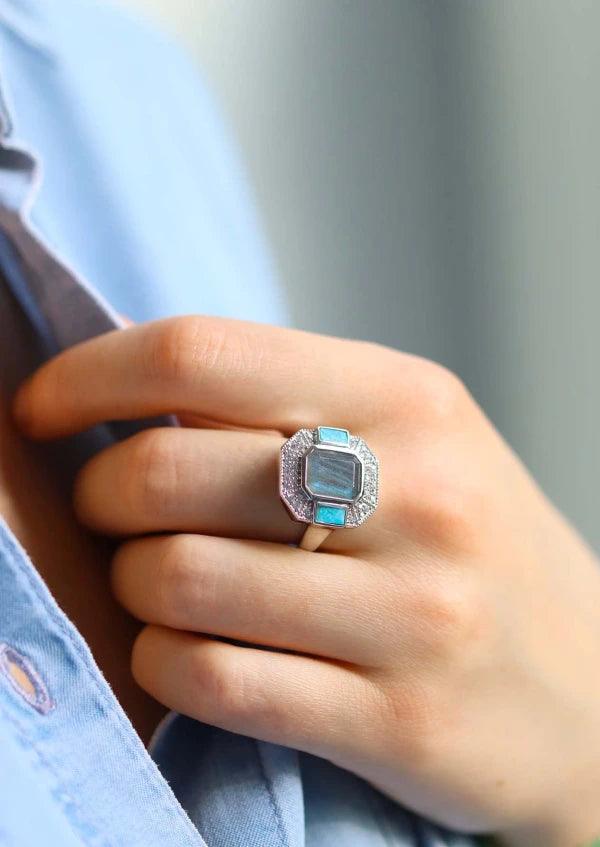 Bague Célestine Argent 925 Labradorite