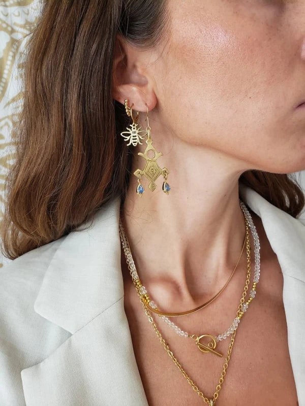 Croix d’Agadez - boucles d’oreilles bleu