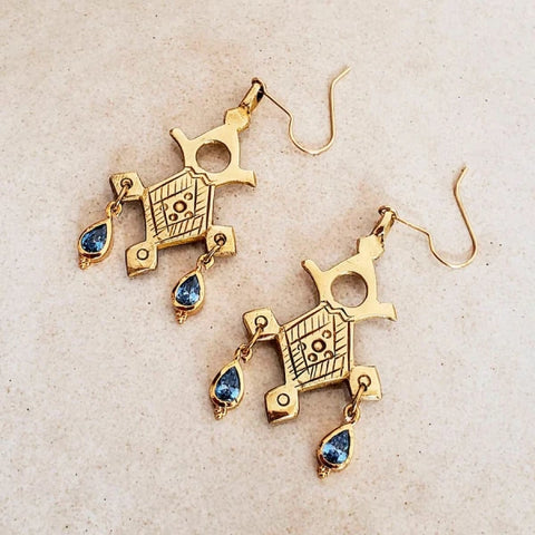 Croix d’Agadez - boucles d’oreilles bleu