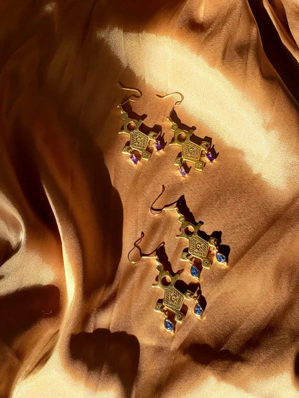 Croix d’Agadez - boucles d’oreilles violet