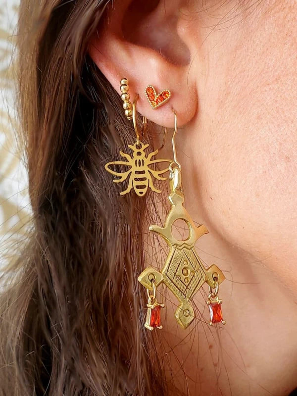 Croix d’Agadez - boucles d’oreilles orange sanguine