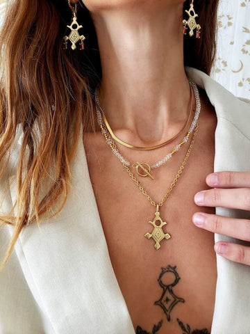 Croix d’Agadez - boucles d’oreilles orange sanguine