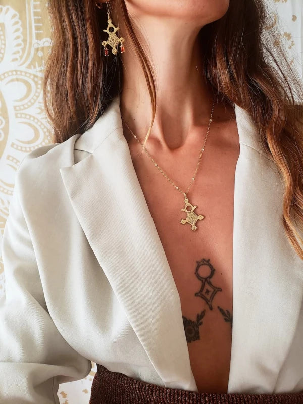 Croix d’Agadez - boucles d’oreilles orange sanguine