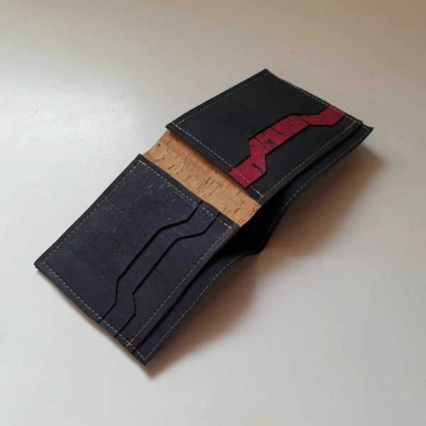 Le portefeuille Diem en liège noir et rouge