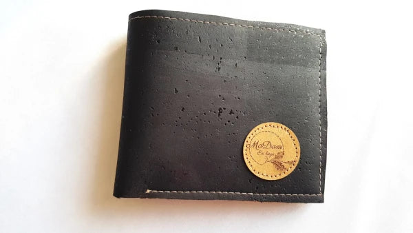 Le portefeuille Diem en liège noir, bleu et naturel