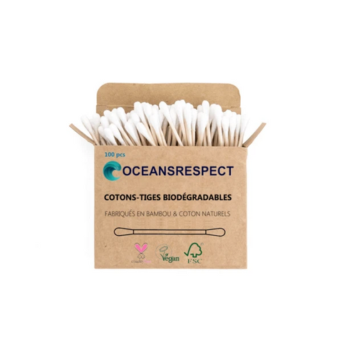 Cotons-tiges en bambou biodégradables - Lot de 100 unités