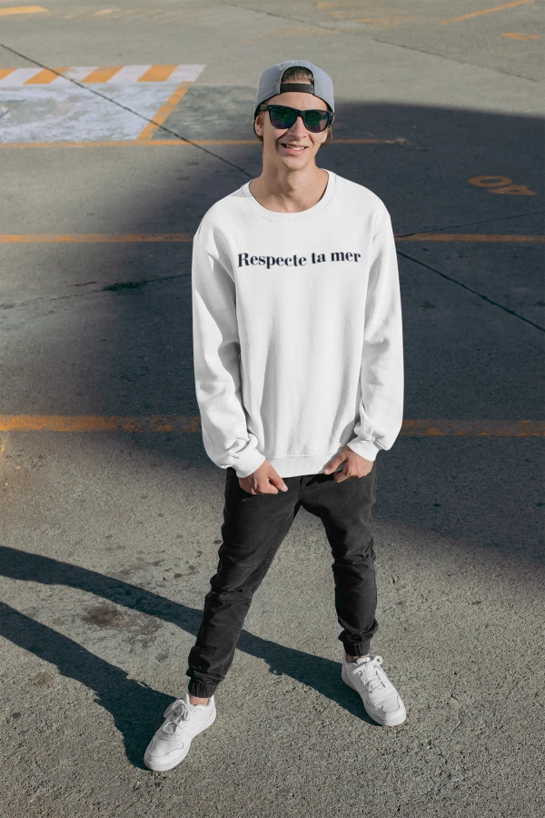 Sweat-shirt unisexe en coton bio - Respecte ta mer