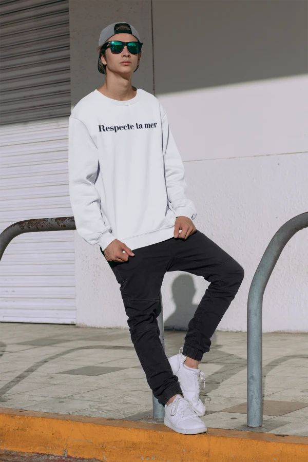 Sweat-shirt unisexe en coton bio - Respecte ta mer